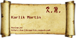 Karlik Martin névjegykártya